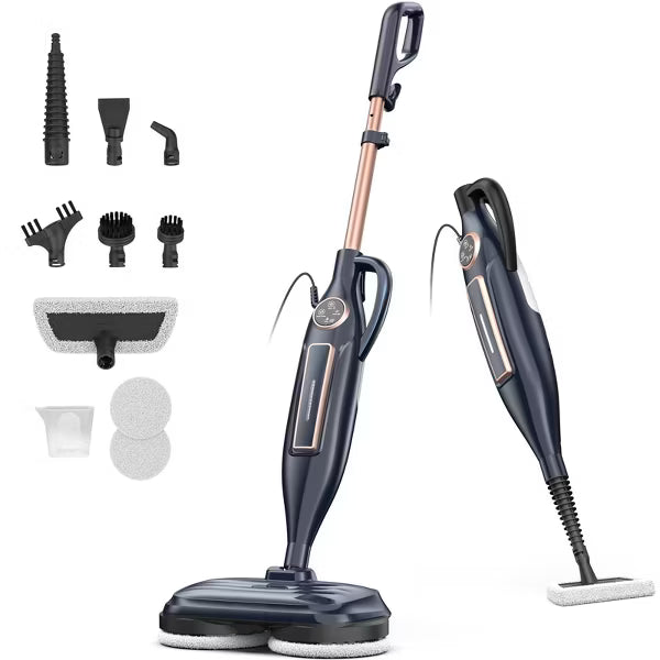DEVOAC VM6 Scrubbing Steam Mop with Rotating Mop Pads, 10 in 1, Lightweight Spin Mop & 3 Steam Modes for Hard Floor Laminate Marble Floors