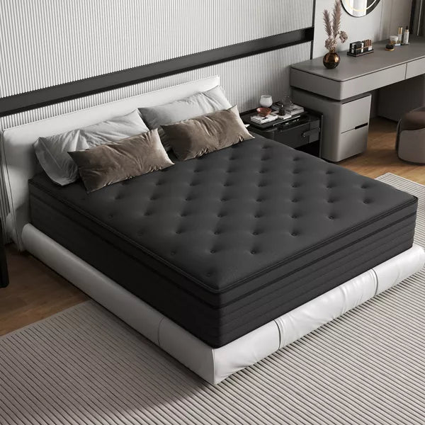 CHEVNI 12-14 Inch Mattress in a box Hybrid Spring Memory Foam Medium Firm Black