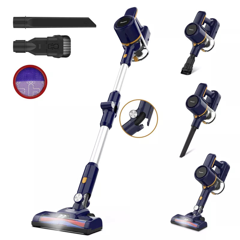 POWEART N7P Cordless Vacuum Cleaner – 6-in-1 Lightweight Stick & Handheld Vacuum with Foldable Telescopic Rod for Multi-Surface Cleaning