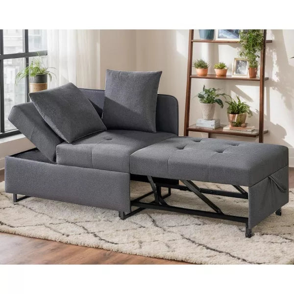 AMERLIFE 3-in-1 Convertible Sleeper Sofa, Adjustable Backrest, Ottoman Couch Bed
