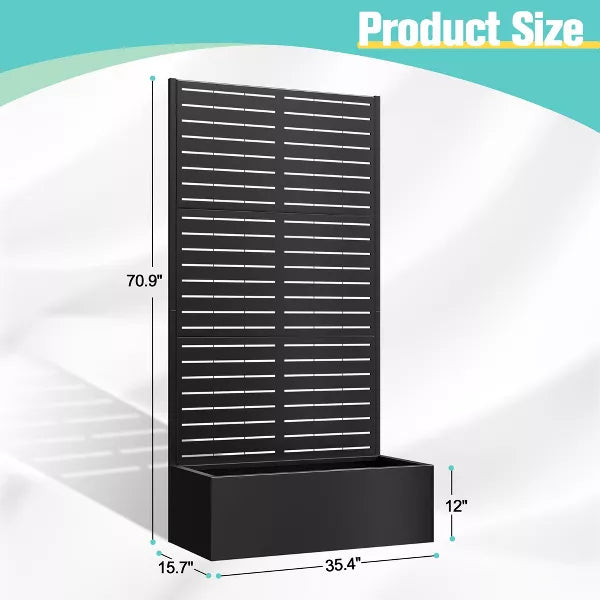 TOAOTBNBO Outdoor Planter Box with Square-Hole Trellis, Metal Raised Garden Bed for Climbing Plants, Galvanized Garden Box with Drainage Holes
