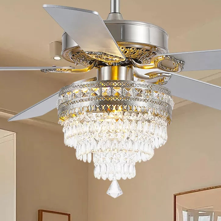 Kviflon 52 inch Crystal Ceiling Fan with Light