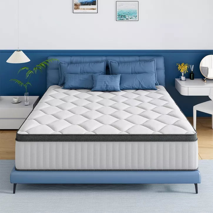 Swedrea Hybrid Mattress Cool Medium Firm Gel Memory Foam Pocket Spring, White