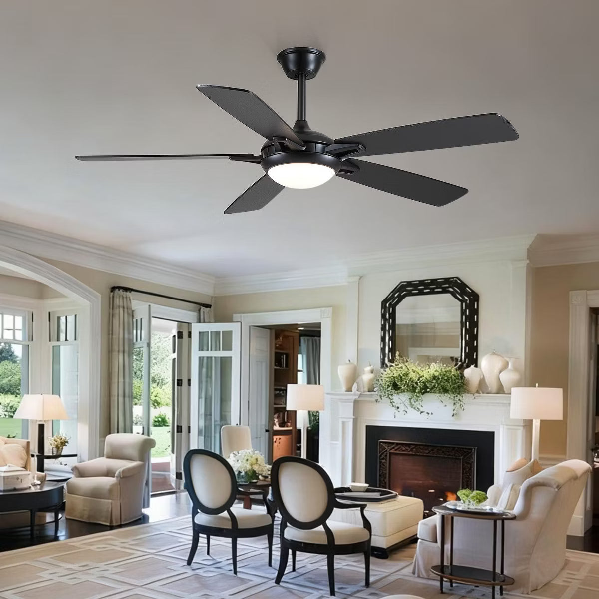 Kviflon 52 Inch Ceiling Fan with Light,Reversible DC Motor,Remote Control for Timer Setting,6 Speed Wind,for Bedroom,Kitchen,Outdoors