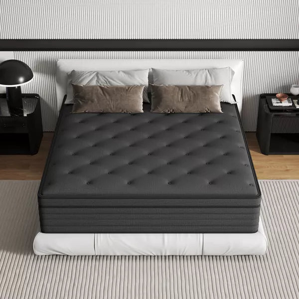 CHEVNI 12-14 Inch Mattress in a box Hybrid Spring Memory Foam Medium Firm Black
