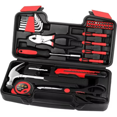 Hoey 39-Piece All-Purpose Household Tool Kit – Small Home Tool Set with Toolbox for DIY, Home, Garage and Office