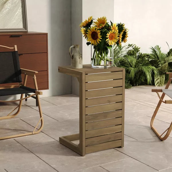 Wooakway C-shape Coffee Table, Center Table for Living Room