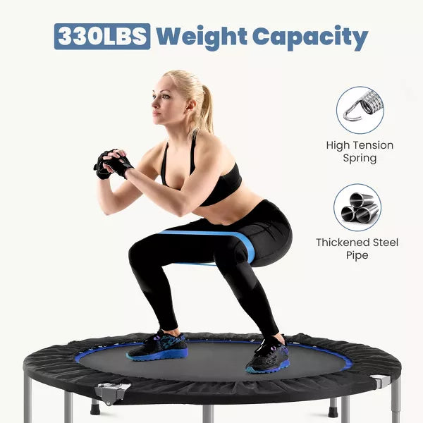 Dexmalle 40" Foldable Mini Trampoline with Adjustable Bar for Adults