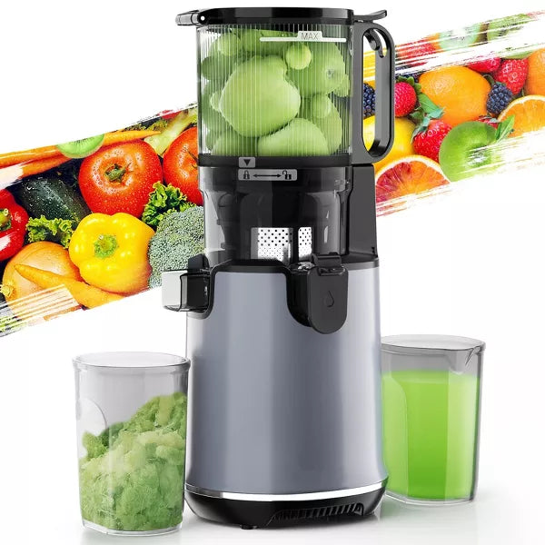 Ecoself Cold Press Juicer – 5.3" Large Feed Chute, 1.7L Capacity, Slow Masticating Juicer for Maximum Nutrients, Easy to Clean Juicer Machine Grey