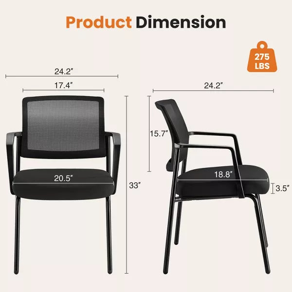 Wooakway A-Piece Set Mesh Back Stacking Arm Chairs , Upholstered Fabric Stacking Chairs, Sturdy Metal Stacking Chairs