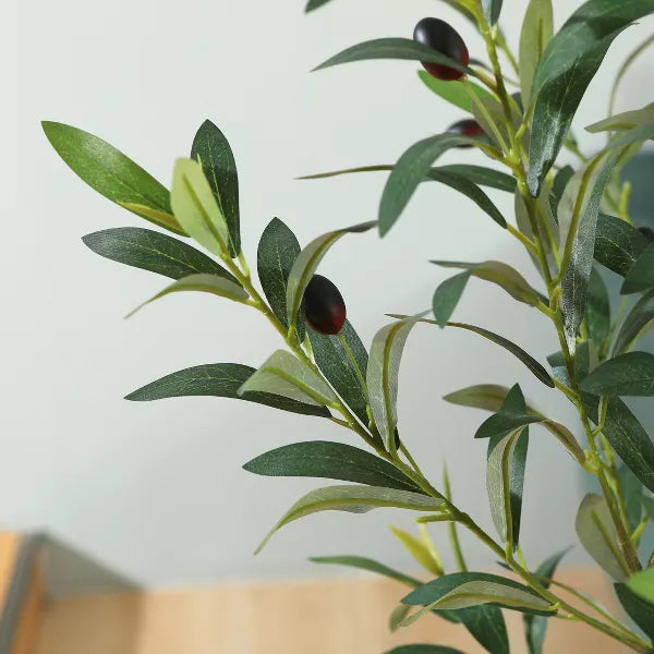 DR.Planzen Artificial Olive Trees, 5-7FT Tall Fake Olive Trees for Indoor, Large Olive Plants with White Planter for Home Decor and Housewarming Gift