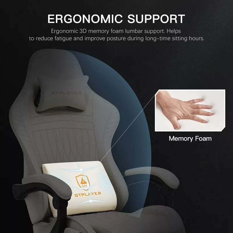 GTPLAYER Pro Gaming Chair with Footrest, Dual Bluetooth 5.1 Speakers PVC Leather Recliner