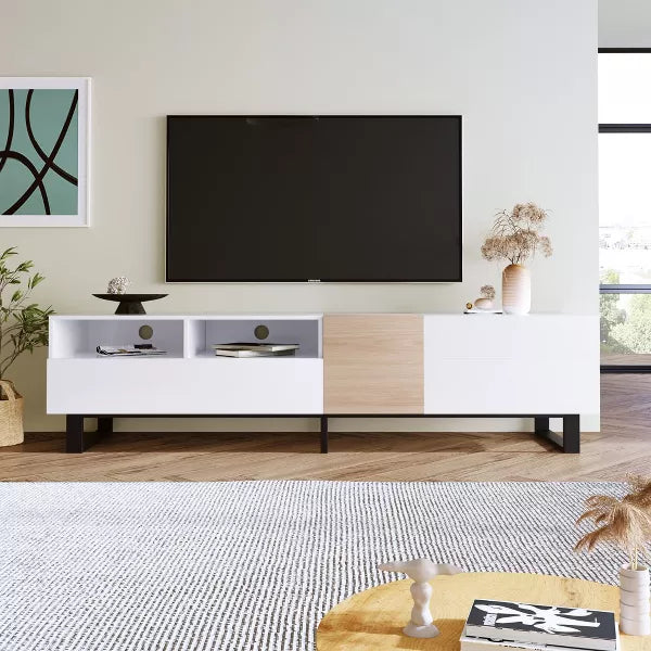 Wooakway Modern TV with Double Storage Space,Media Console Table