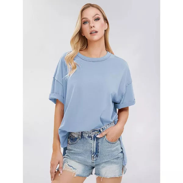 EXLURA Womens Summer Oversized T Shirts Casual Short Sleeve Loose Maternity Tops Crewneck Tunic Plus Gym Workout Top