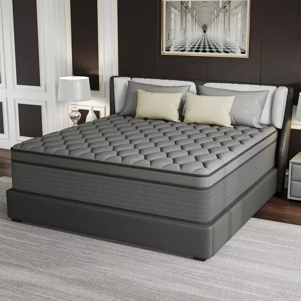CHEVNI 12 Inch Mattress in a box Hybrid Spring Memory Foam Medium Firm Gray