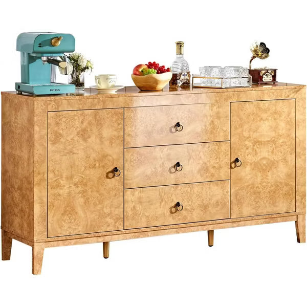 AMERLIFE High Gloss Burl Buffet Sideboard Cabinet