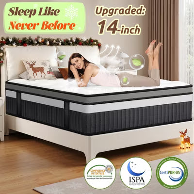 Queen Size Mattress in a Box, 14 Inch Gel Memory Foam Mattress for Cool Night & Pressure Relief, Medium Plush Feel with Motion Isolation