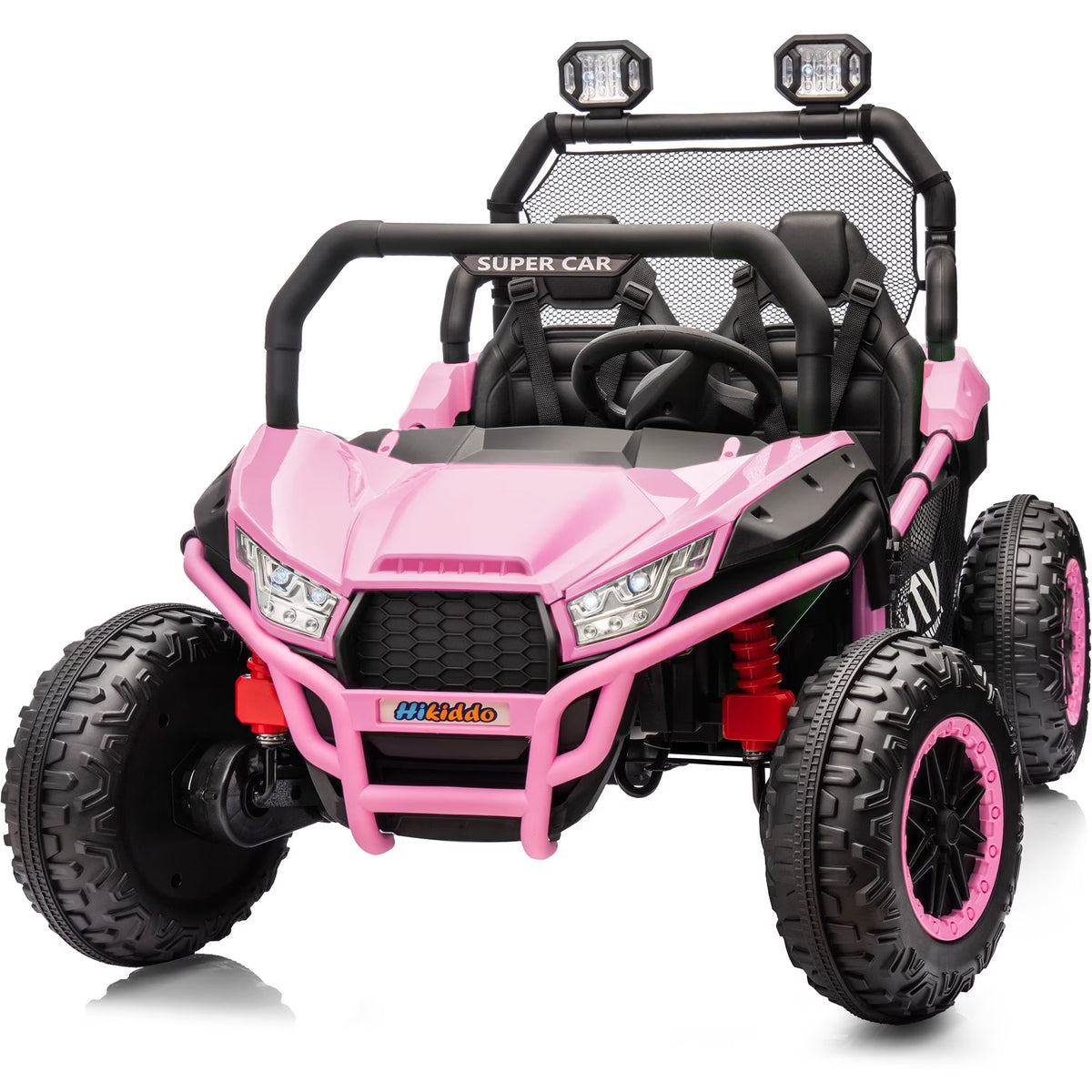 Hikiddo 24V 10Ah Ride on Toy, 4WD 2-Seater Electric Ride on Car UTV for Big Kids with Remote, 4*200W Motors - Pink