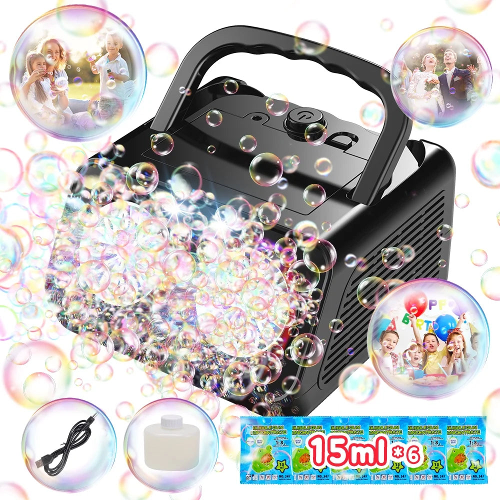JoyStone Upgraded Bubble Machine, Automatic Bubble Machine for Kids 20000+ Bubbles Per Minute with 2 Fans, Bubble Maker for Outdoor Indoor Birthday Wedding Party, Black