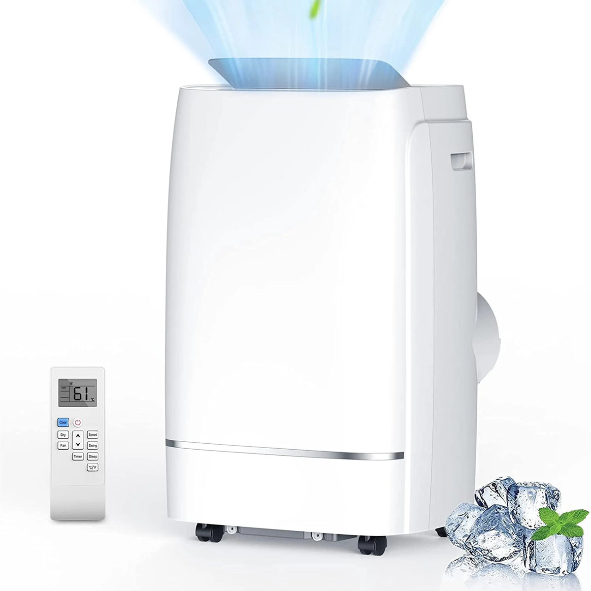 KISSAIR 8150BTU (12000 BTU ASHRAE) Portable Air Conditioner, 550 sq. ft, 2023 Ultra Quiet 3-in-1 Portable AC Unit, Wide Oscillation, 24H Timer, Air Conditioner Portable for Room, Remote Control