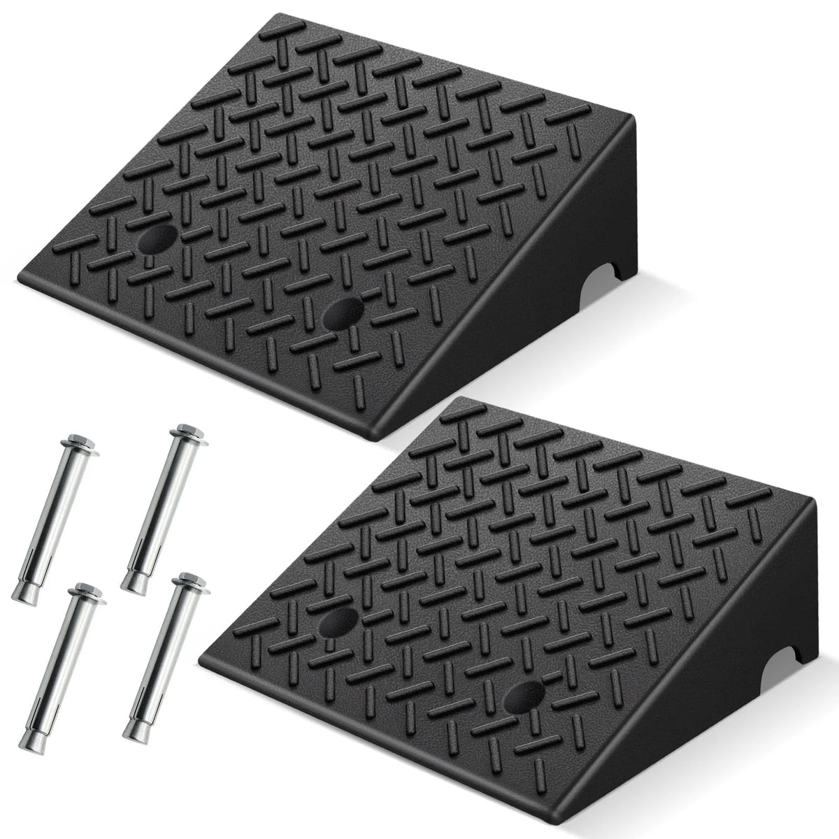 KROAK Rubber Car Curb Ramps,6 Rise Height Heavy Duty 8818lbs Capacity Threshold Ramps,Portable Driveway Ramps for Cars Wheelchairs Scooter Lawn Mower,2 Pack