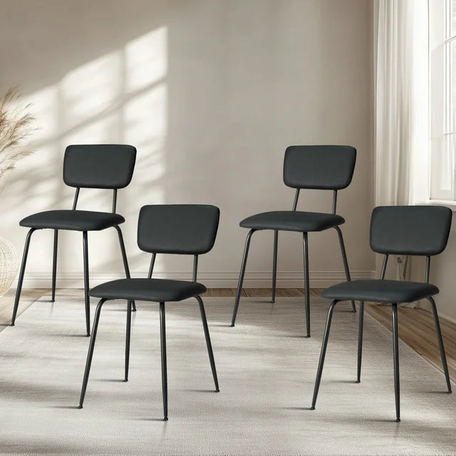 Ktaxon Dining Chairs Set of 4 Modern PU Padded Kitchen Side Chairs, Armless Accent Chairs Reading Chair Bar Office Chair with Metal Legs Black