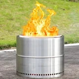 LHRIVER 19.49" Stainless Steel Fire Pit 2.0, Wood and Smokeless Burning, Portable Outdoor Firepit for Camping, Patio
