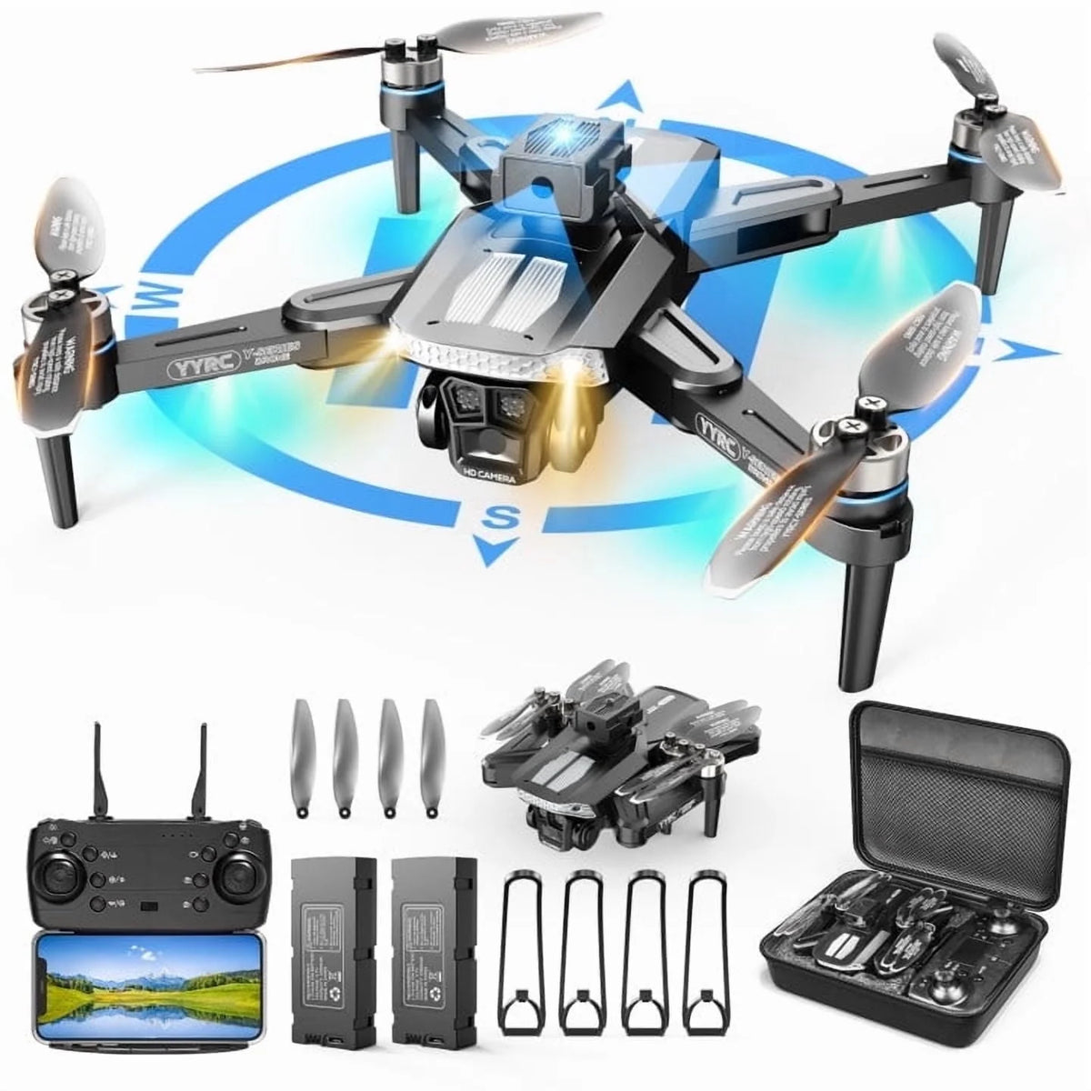 Loheer Drone with 4K Camera for Adults, FPV Foldable Camera Drone with Brushless Motor ,Gestures Selfie,One Key Start, 3D Flips, with 2 Batteries, 40 Mins Flight, Toys Gifts for Boys Girls