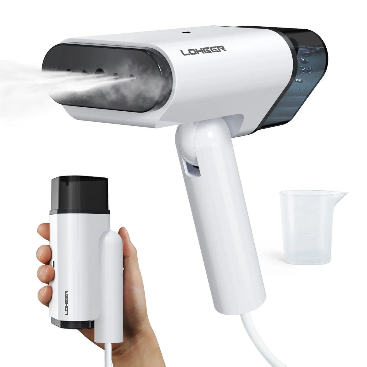 LOHEER Travel Steamer for Clothes 1000W , Foldable Handheld Garment Steamer Fabric Wrinkle Remover