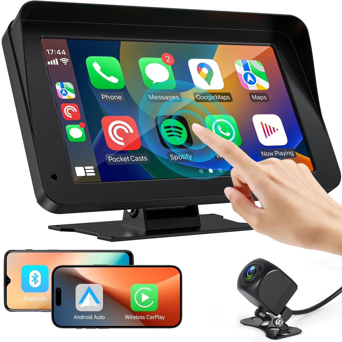 NEXPOW Wireless Carplay Screen, 7 Car Play Screen Stereo Fit for Android Auto and Apple CarPlay Multimedia Player, Bluetooth, for Car, Trucks, SUV New