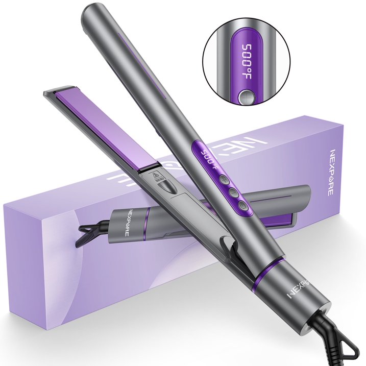 NEXPURE New Upgrade Flat Iron, Professional Salon 2 in 1 Ceramic Hair Straightener and Curler