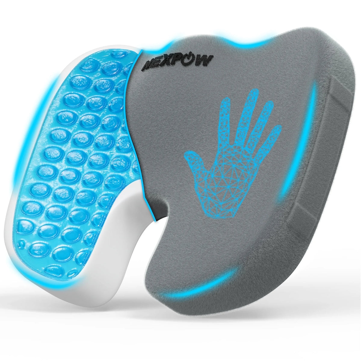 NEXPOW Memory Foam Seat Cushion Cooling Gel Butt Pillow for Tailbone Pain Relief Chair Cushion,Car Seat Cushion,Butt Pillow Grey