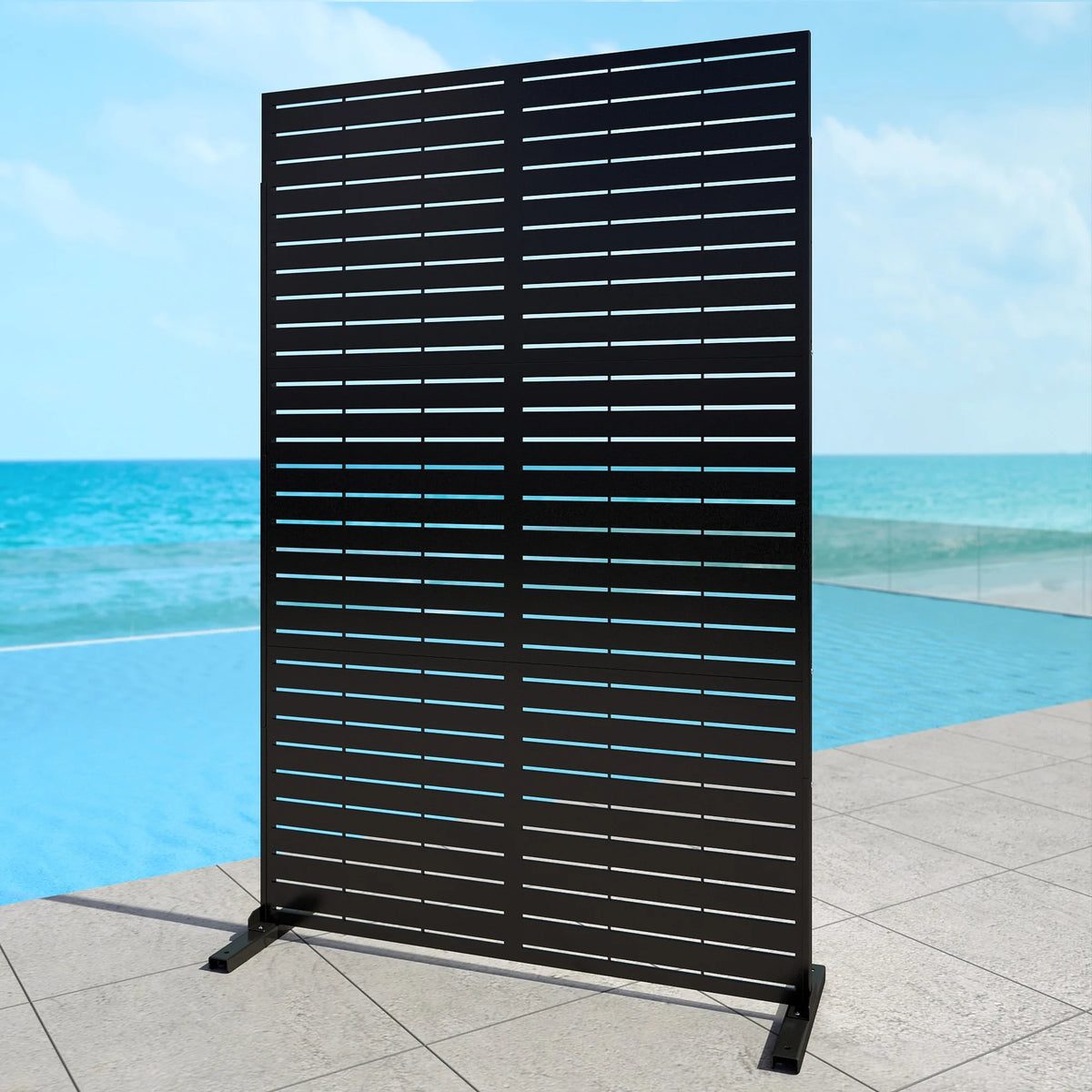 Outdoor Metal Privacy Screen Galvanized Decorative Screen, Black