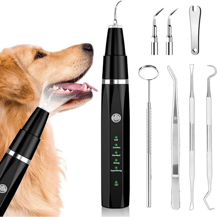 Rizulfey Dog Cat Ultrasonic Dental Care Toothbrush Kit for Pet Removes Tartar Plaque, Blackf