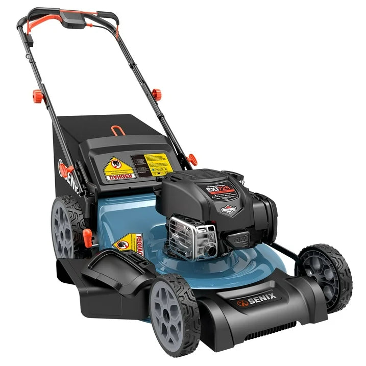 SENIX 22 Self Propelled Gas Lawn Mower Variable Speed, 163 cc 4 Cycle Made in USA Briggs & Stratton Engine Push Mower, 3 In 1, 6 Position 1 Step Height Adjustment, 11 In Rear Wheels, LSSG H2