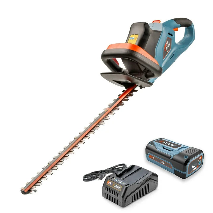 SENIX 58 Volt Max 22 Inch Cordless Brushless Hedge Trimmer, Double Sided Dual Action Blades, 2/3 Cutting Capacity (Battery and Charger Included) HTX5 M