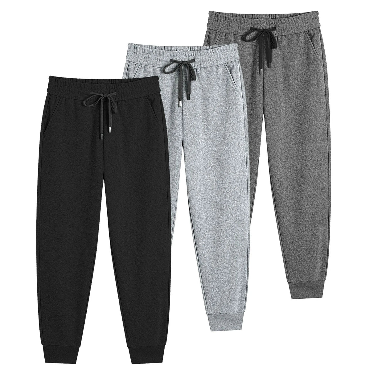 SMNDY 3 Pack Men's Active Athletic Casual Jogger Running Sweatpants Workout Gym Pants with Pockets