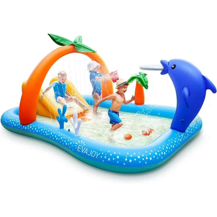 Sable Inflatable Pool, 95 x 75 x 40in Rectangular Swimming Pool for Toddlers, Kids, Family, Above Ground, Backyard, Outdoor