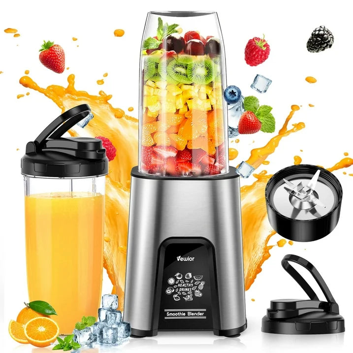 Smoothie Blender for Shakes and Smoothies, Blenders for Kitchen, Protein Drinks, Personal Blender with 2 22Oz Smoothie Cups with Lids