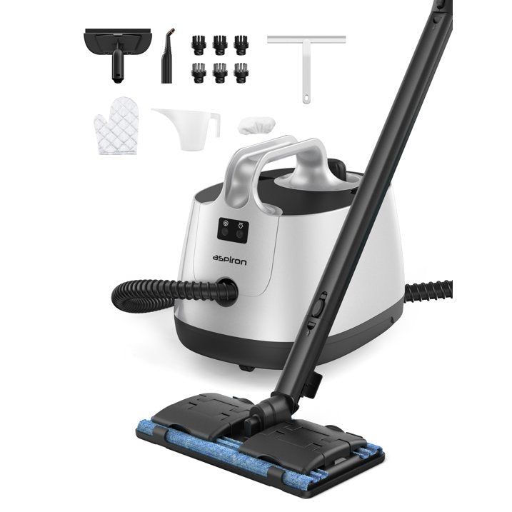 Steam Cleaner, Aspiron Steamer with 21 Accessories, Portable Multipurpose Steam Cleaner for Car, 5 Mins Heating with 1.5L Tank, Heavy Duty Steam Cleaner Carpet and Upholstery, Floors, Tiles, Car