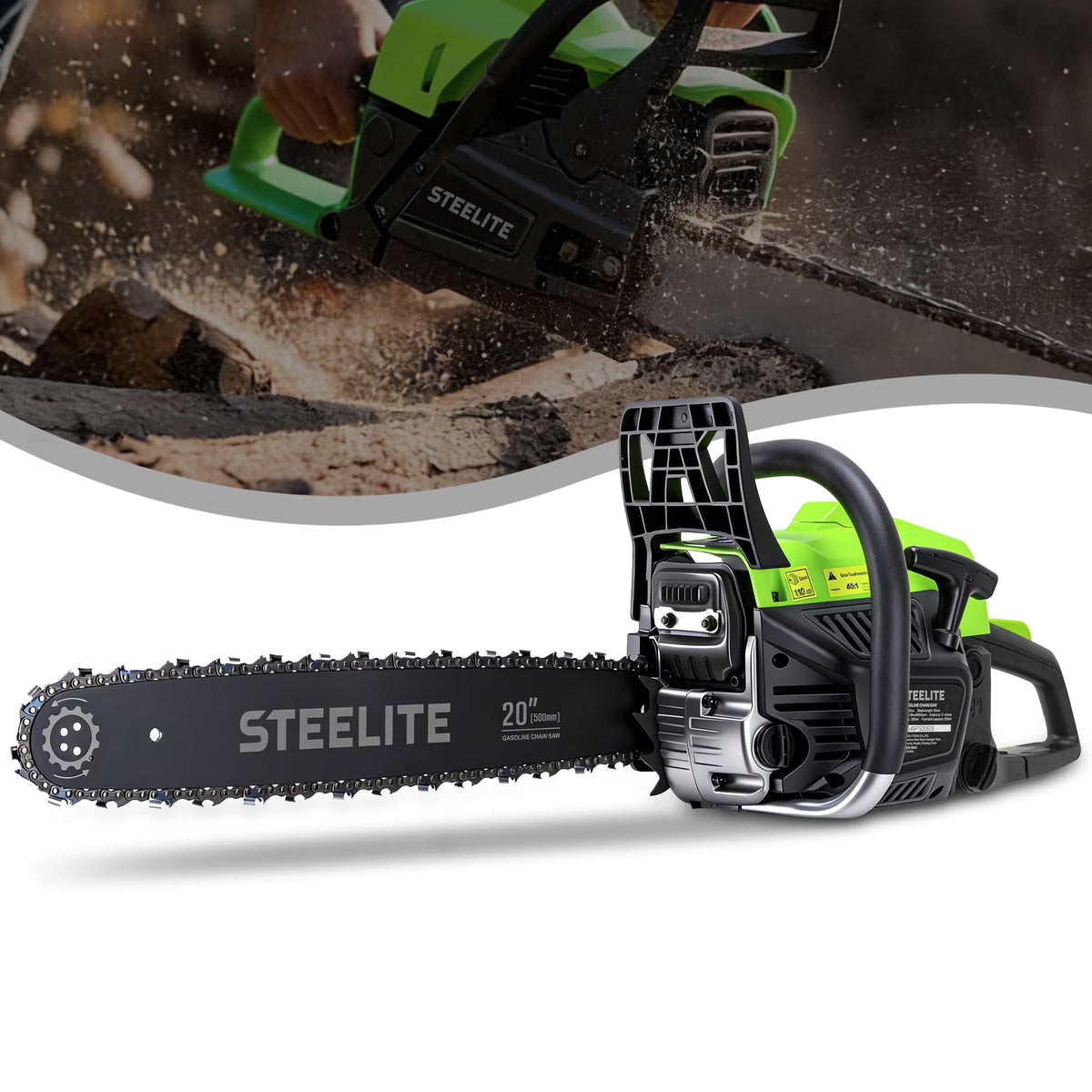 Steelite 62CC Gas Powered Chainsaw,20 Inch 2-Stroke Petrol Handheld Cordless Chain Saw,Gasoline Gas Chainsaws for Wood Cutting, Tree Trimming