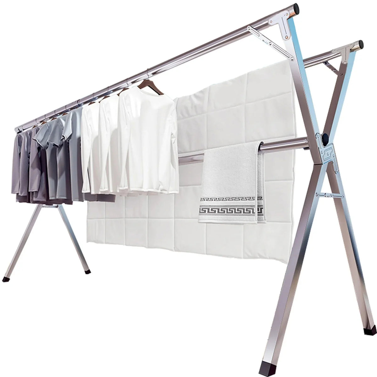 Susuzi 79 Inches Clothes Drying Rack, Stainless Steel Garment Rack Adjustable and Foldable Laundry Drying Rack