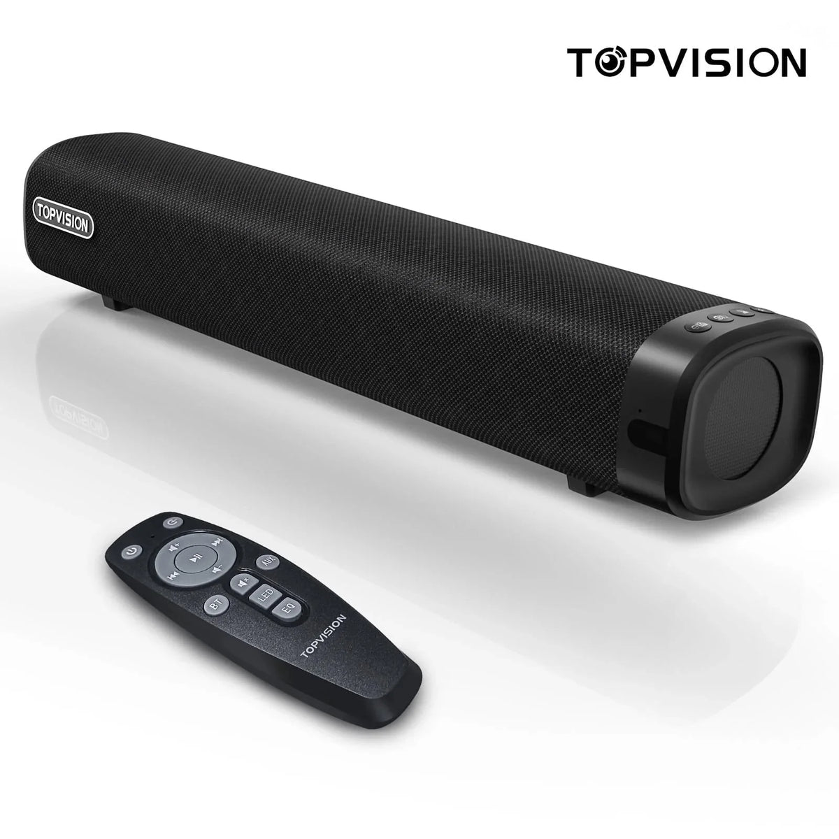 TOPVISION Sound Bar for TV, Soundbar with Subwoofer, Wired Wireless Bluetooth 5.0 3D Surround Speakers, Optical/AUX/RCA/USB Connection, Wall Mountable, Remote Control