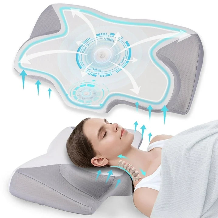 VAVSEA Cervical Pillow for Neck Pain Relief, Contour Memory Foam, Ergonomic Orthopedic Neck Support Pillow for Side, Back Stomach Sleepers with Breathable Pillowcase, Grey