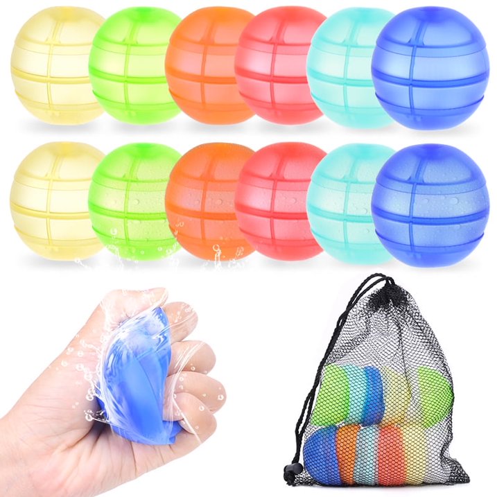 12PCS Water Balloons,with Mesh Bag, Water Balloons for Kids, Self-Sealing Water Bomb for Kids Adults Outdoor Activities Water Games Toy Summer Fun Party Supplies