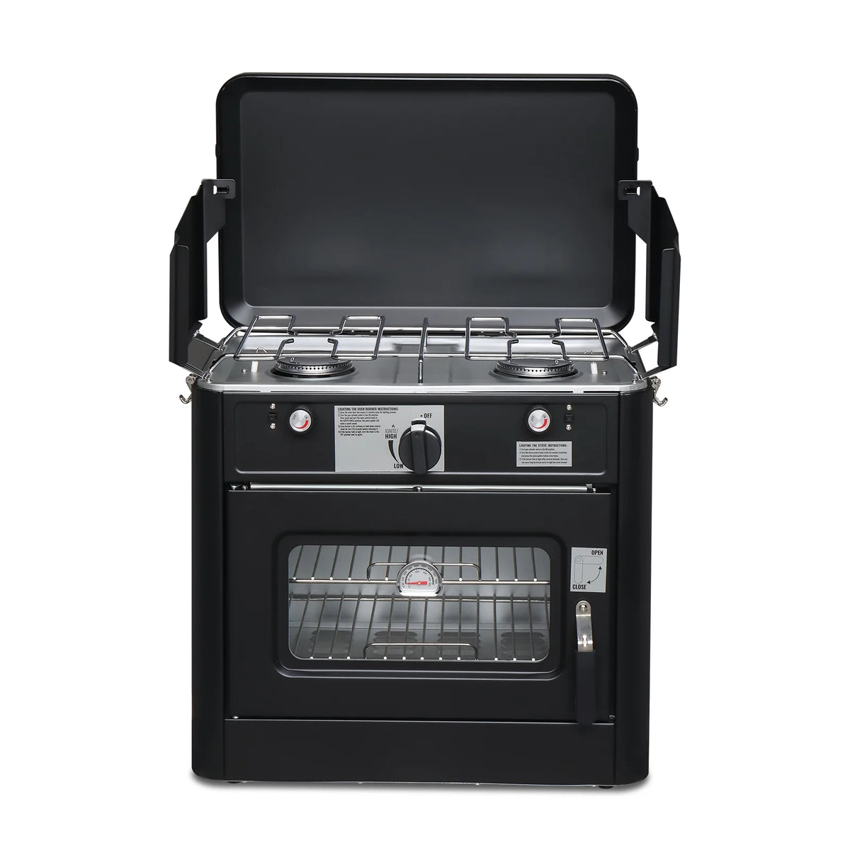 Zintown 2-in-1 Gas Burner & Oven Propane Stove Camping Portable Oven 2 Burner w/ Windpanel