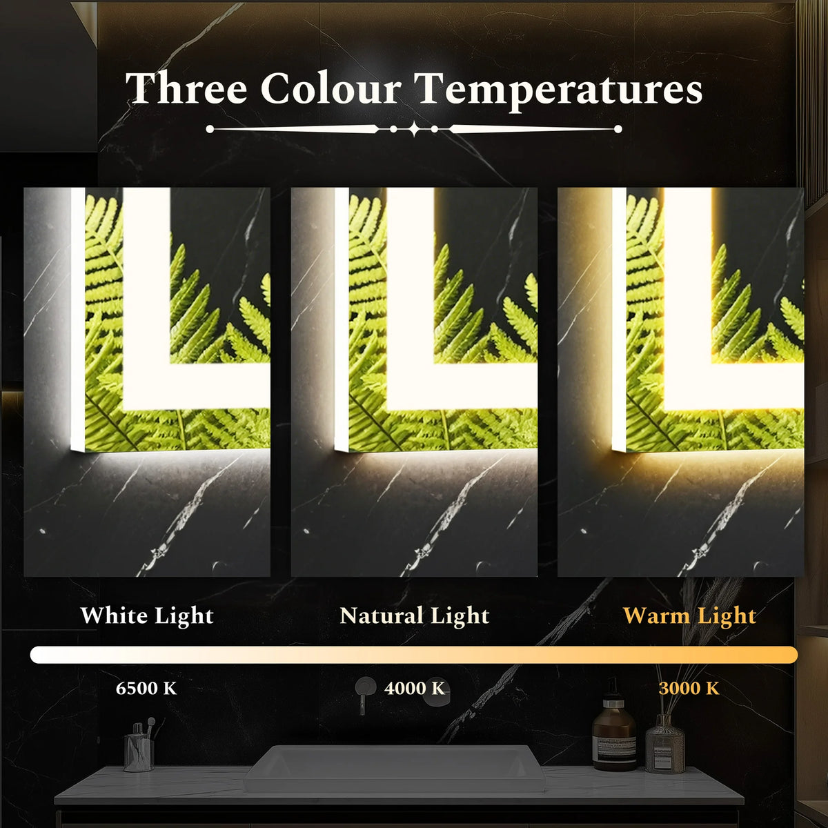 EDX 24"X32" Anti-fog LED Bathroom Mirror with Dual Light Source and Three Lighting Modes, White