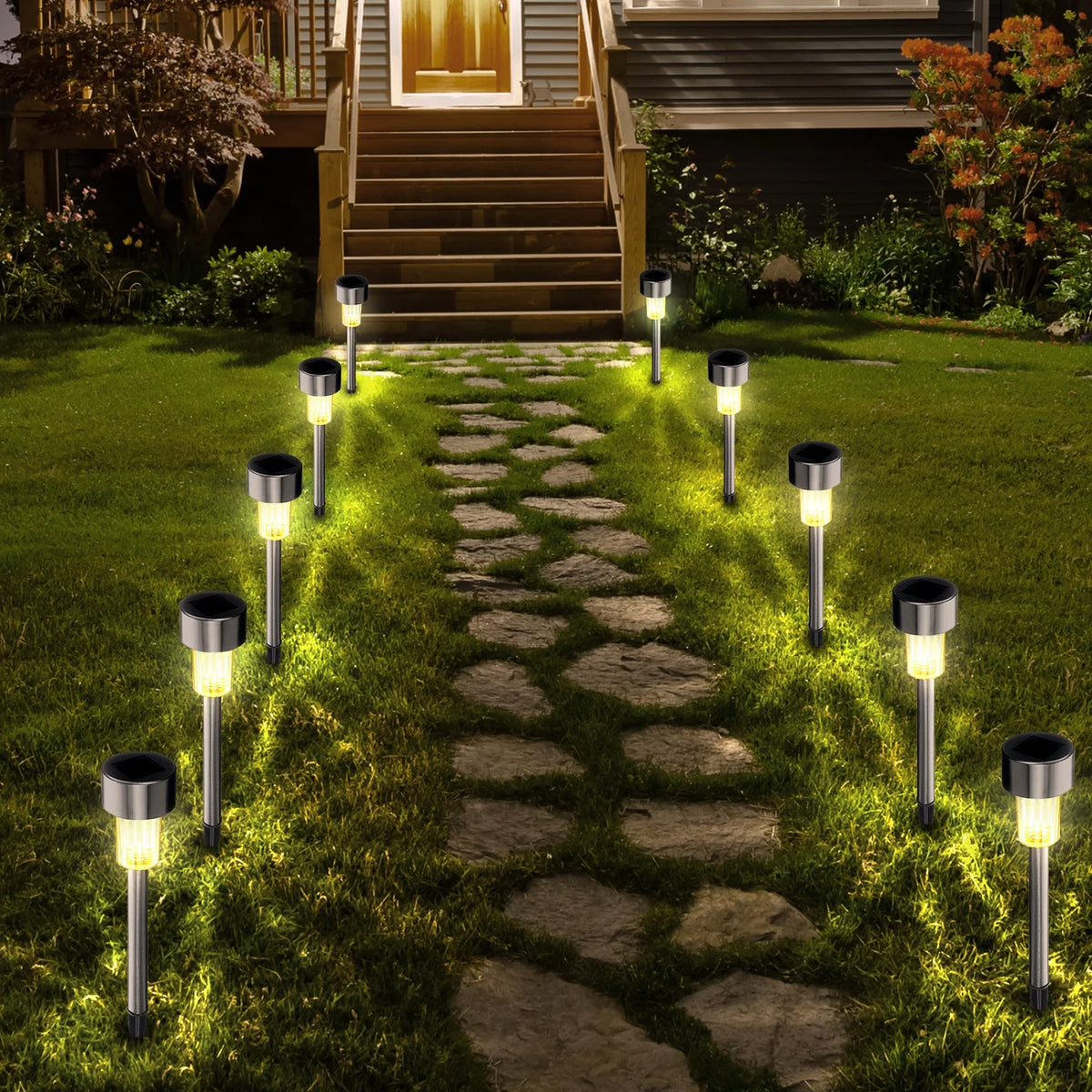 BLITZWILL Solar Lights Outdoor, 24Pack LED Waterproof Pathway Lights for Garden, Landscape, Path, Yard, Patio, Warm White