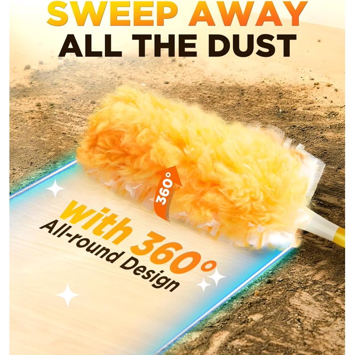 Disposable Feather Dusters for Cleaning Tool Multi Surface Duster Refills Brush Head 20 pcs & Handle*1