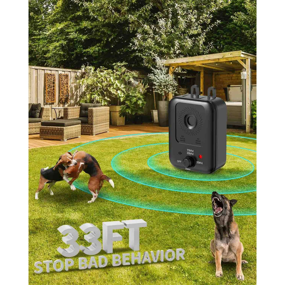 CICPAP Anti Barking Device, Ultrasonic Dog Barking Control Devices, Rechargeable Bark Deterrent Devices Bark Box for Outdoor & Indoor Dog Use, 3 Modes Dog Barking Silencer Safe for Dogs